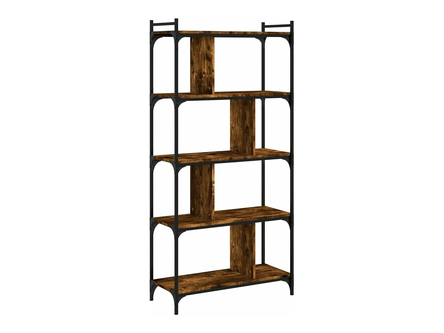 Librería 5 estantes madera ingeniería roble ahumado 76x32x158cm
