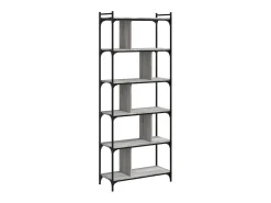Librería 6 estantes madera ingeniería gris Sonoma 76x32x192 cm