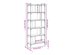 Librería 6 estantes madera ingeniería gris Sonoma 76x32x192 cm