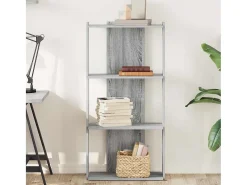 Librería 3 estantes madera ingeniería gris Sonoma 60x30x120 cm