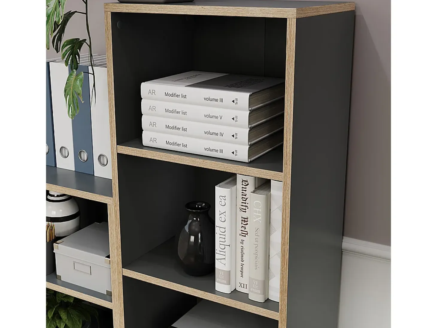 Librería antracita 40x30x140 tetrix