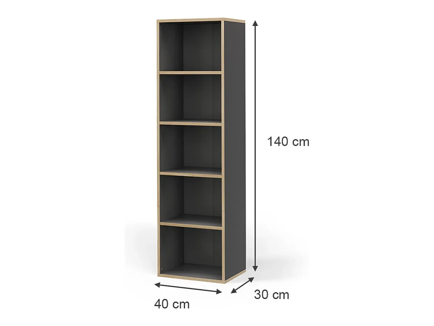 Librería antracita 40x30x140 tetrix