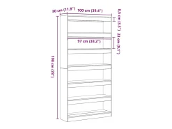 Librería Blanca de Madera de Ingeniería 100 x 30 x 198 cm Estante