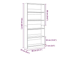 Librería blanca 80x24x176 cm madera contrachapada