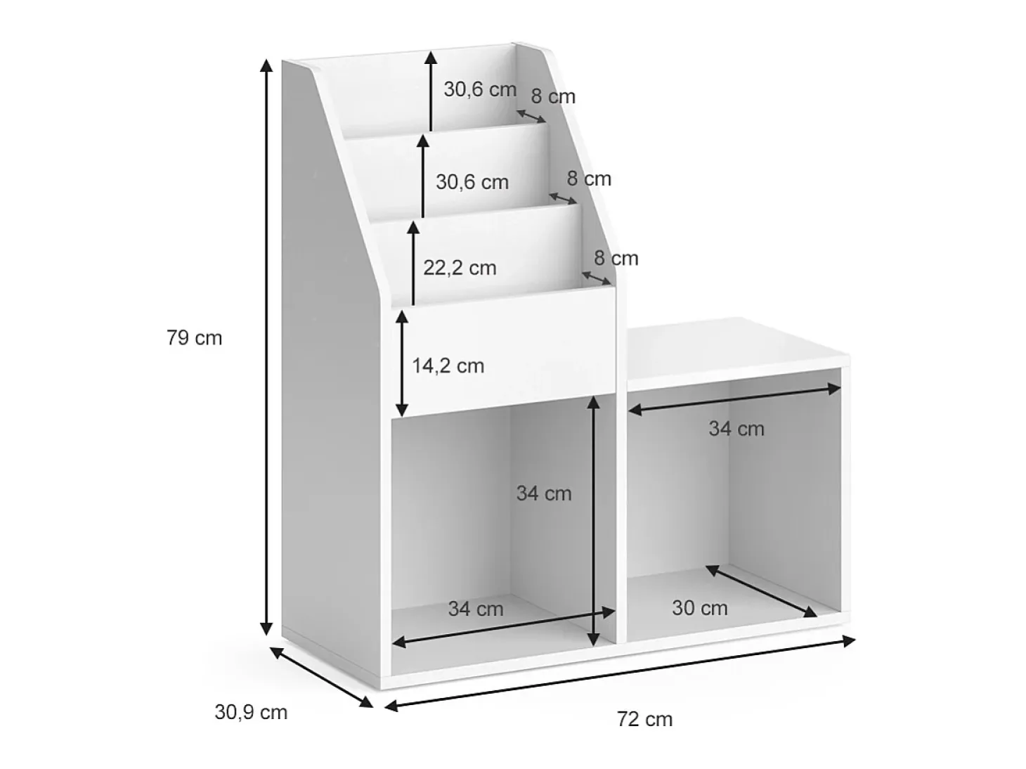 Librería blanco 72x30.9x79 luigi