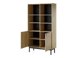 Librería: Color Roble Linea, patas negras, 103,5 x 184,6 x 39 cm