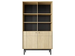 Librería: Color Roble Linea, patas negras, 103,5 x 184,6 x 39 cm