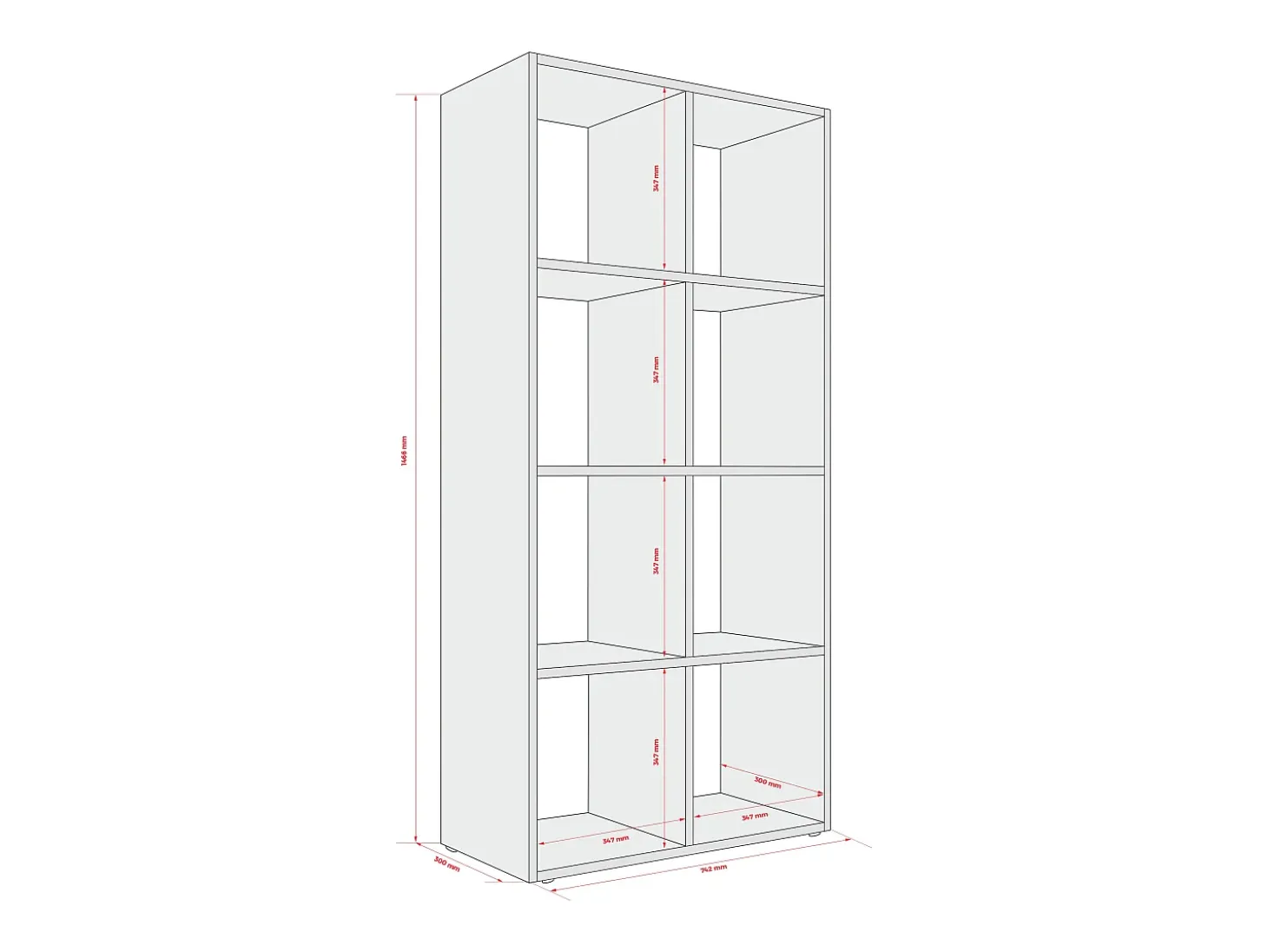 Librería con 8 compartimentos – color: aloe verde – 147 × 74 × 30 cm, vertical u horizontal