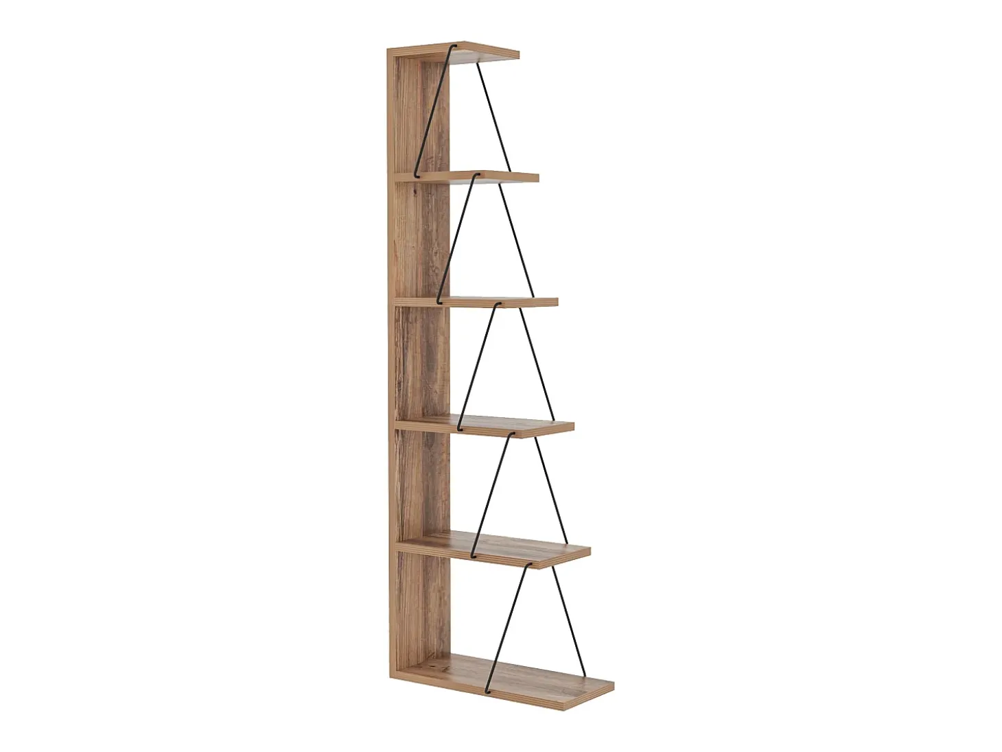 Librería con 5 estantes - Natural y negro - DELORY