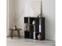 Librería de 3 estantes con 6 compartimentos negro