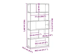 Librería de 5 estantes madera ingeniería roble ahumado