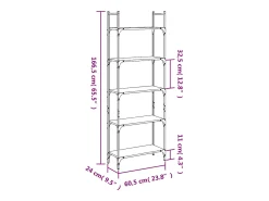 Librería de 5 estantes madera roble marrón 60,5x24x166,5 cm