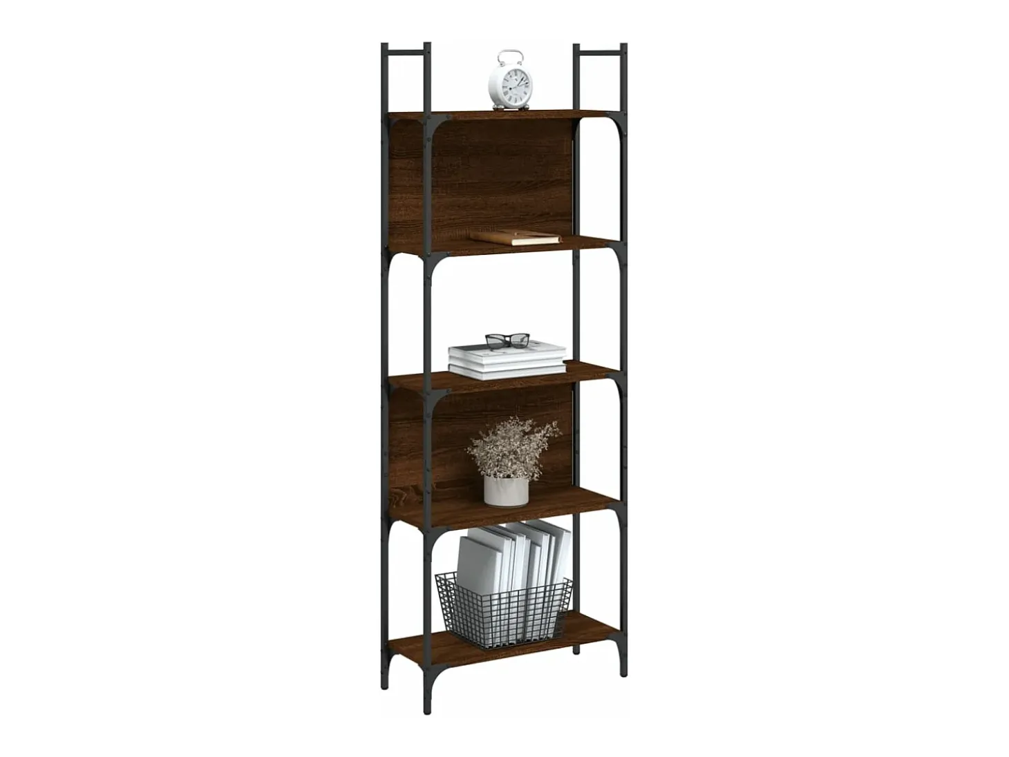 Librería de 5 estantes madera roble marrón 60,5x24x166,5 cm