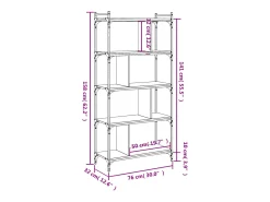 Librería de 5 estantes madera de ingeniería negro 76x32x158 cm