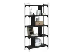 Librería de 5 estantes madera de ingeniería negro 76x32x158 cm