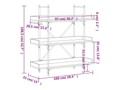 Librería de 3 estantes madera ingeniería negro 100x33x108,5 cm