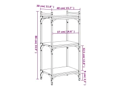 Librería de 3 estantes madera de ingeniería negro 40x30x86 cm