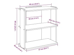 Librería de 3 estantes madera de ingeniería negro 60x30x60 cm