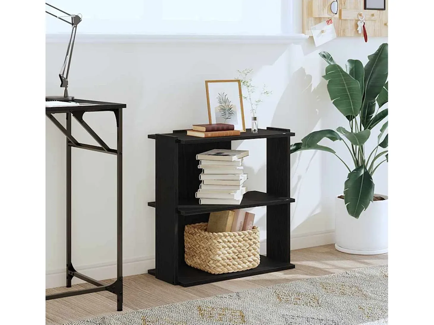 Librería de 3 estantes madera de ingeniería negro 60x30x60 cm