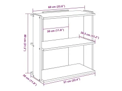 Librería de 3 estantes madera de ingeniería negro 60x30x80 cm