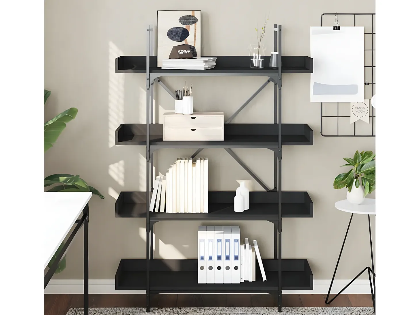 Librería de 4 estantes madera ingeniería negro 100x33x145,5 cm
