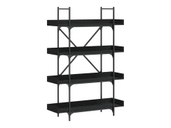 Librería de 4 estantes madera ingeniería negro 100x33x145,5 cm