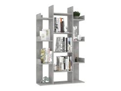 Librería de madera contrachapada gris hormigón 86x25,5x140 cm