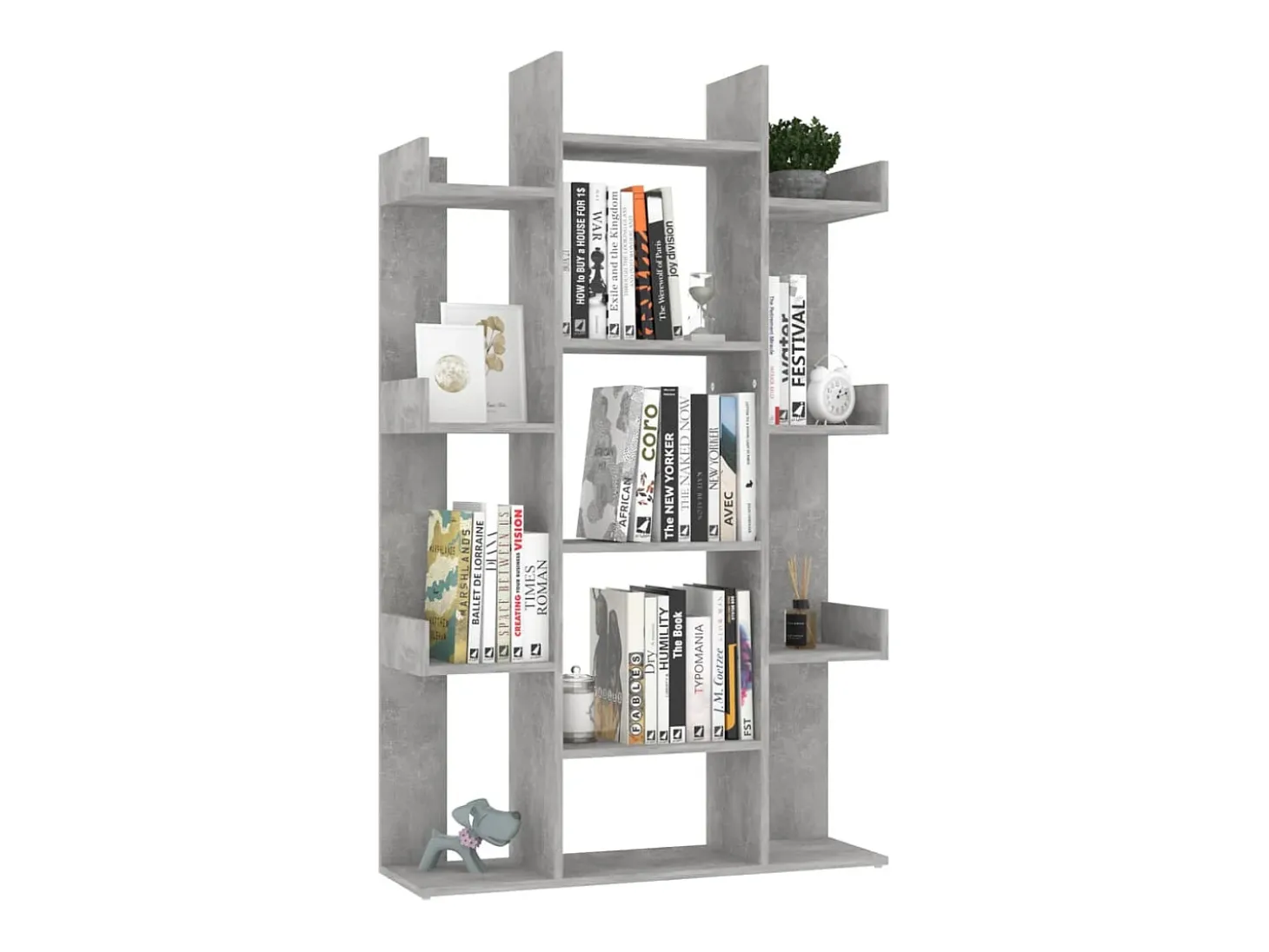 Librería de madera contrachapada gris hormigón 86x25,5x140 cm