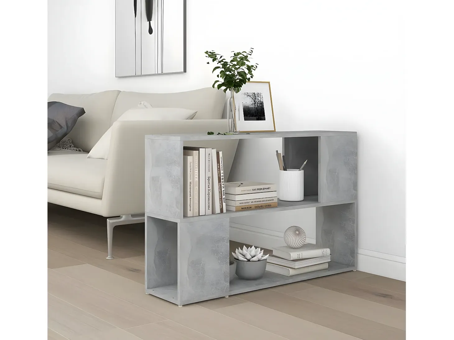 Librería de madera contrachapada gris hormigón 100x24x63 cm