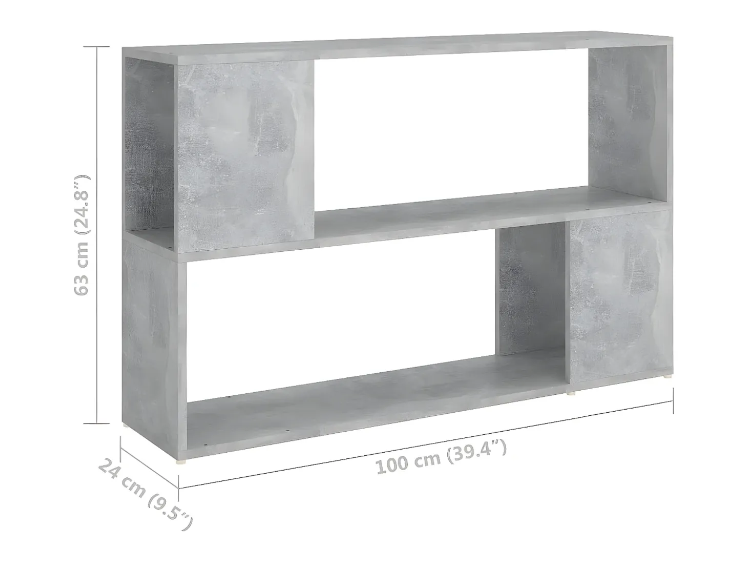 Librería de madera contrachapada gris hormigón 100x24x63 cm