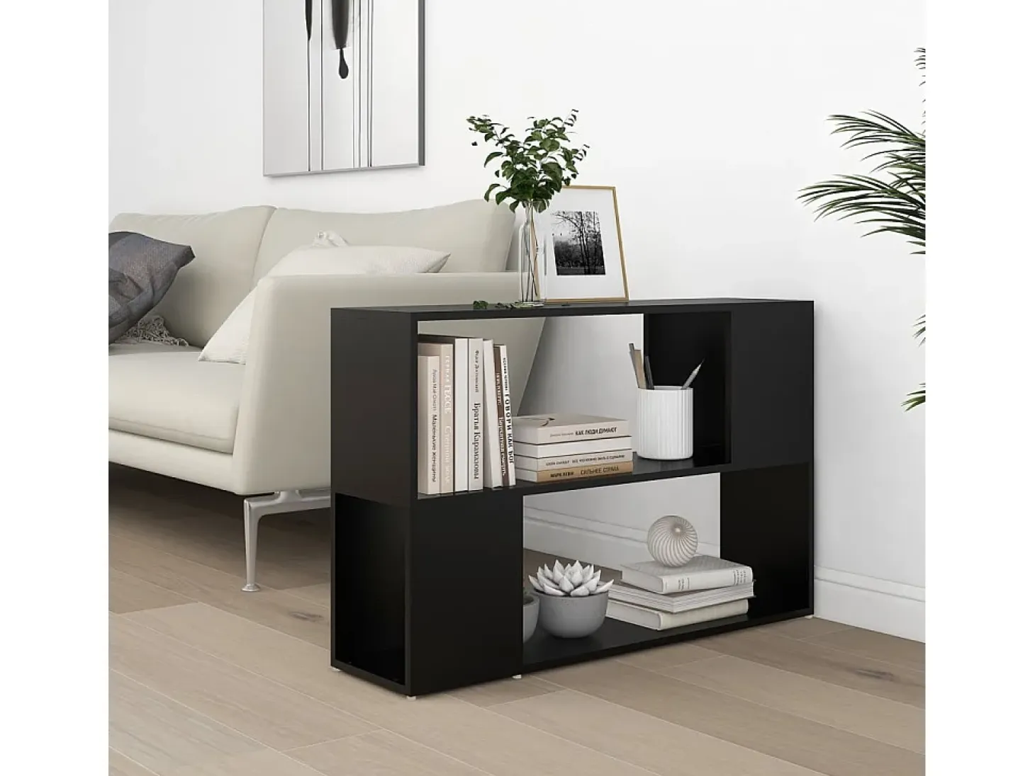 Librería de madera contrachapada negro 100x24x63 cm