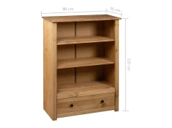 Librería de madera maciza de pino estilo Panamá 80x35x110 cm