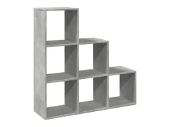 Librería divisor 3 niveles madera gris hormigón 99x29x99 cm