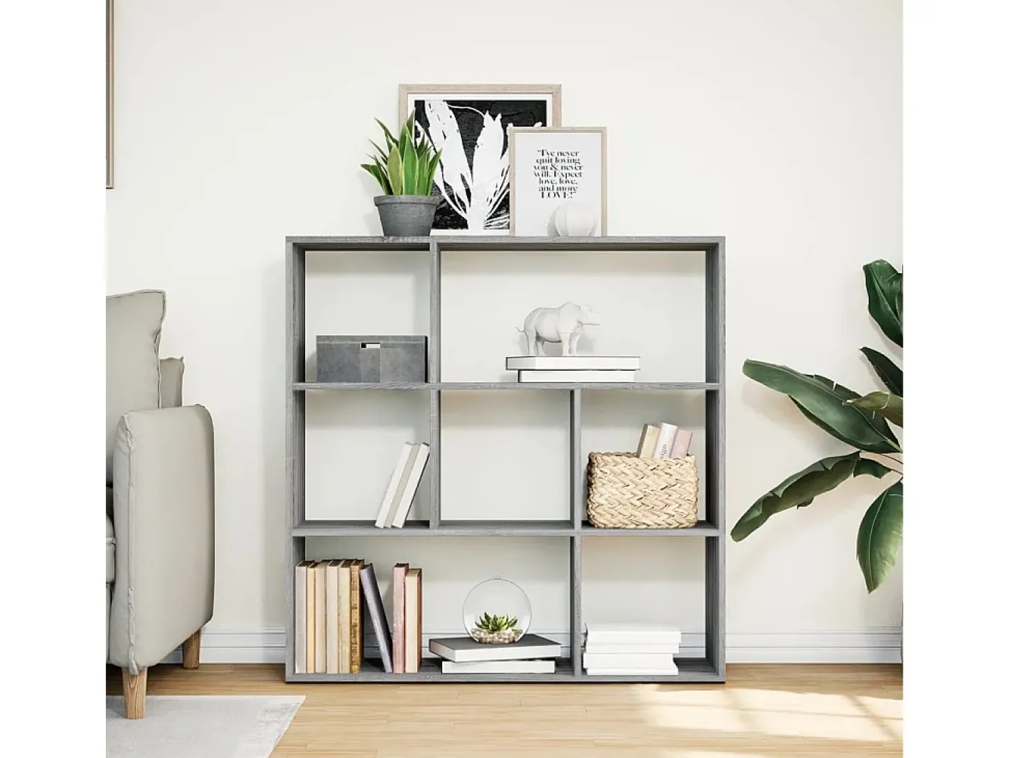 Librería divisor madera ingeniería gris Sonoma 102x29x103,5 cm