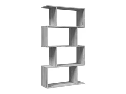 Librería divisora 4 niveles madera gris Sonoma 70x24x129 cm