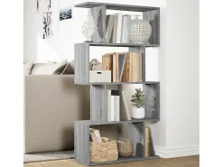 Librería divisora 4 niveles madera gris Sonoma 70x24x129 cm