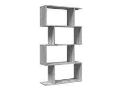 Librería divisora 4 niveles madera gris Sonoma 70x24x129 cm