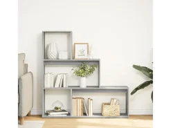 Librería divisora 3 niveles madera gris Sonoma 123x29x123 cm