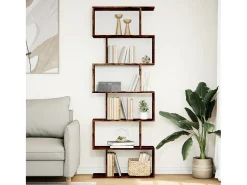 Librería divisora 6 niveles madera roble ahumado 70x24x193 cm