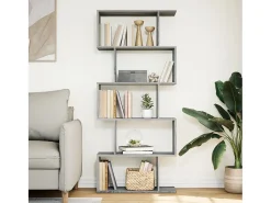 Librería divisora 5 niveles madera gris Sonoma 70x24x161 cm