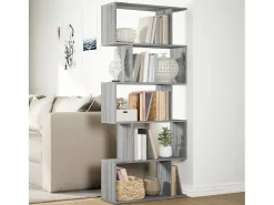 Librería divisora 5 niveles madera gris Sonoma 70x24x161 cm