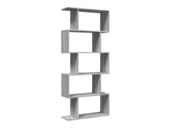 Librería divisora 5 niveles madera gris Sonoma 70x24x161 cm