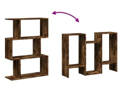 Librería divisora 3 niveles madera roble ahumado 70x24x97 cm