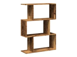 Librería divisora 3 niveles madera envejecida 70x24x97 cm