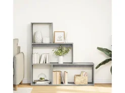 Librería divisora 3 niveles madera gris hormigón 123x29x123 cm