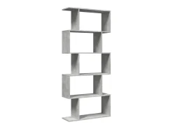 Librería divisora 5 niveles madera gris hormigón 70x24x161 cm