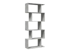 Librería divisora 5 niveles madera gris hormigón 70x24x161 cm