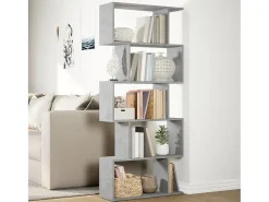 Librería divisora 5 niveles madera gris hormigón 70x24x161 cm