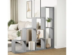 Librería divisora 4 niveles madera gris Sonoma 143,5x29x143,5cm