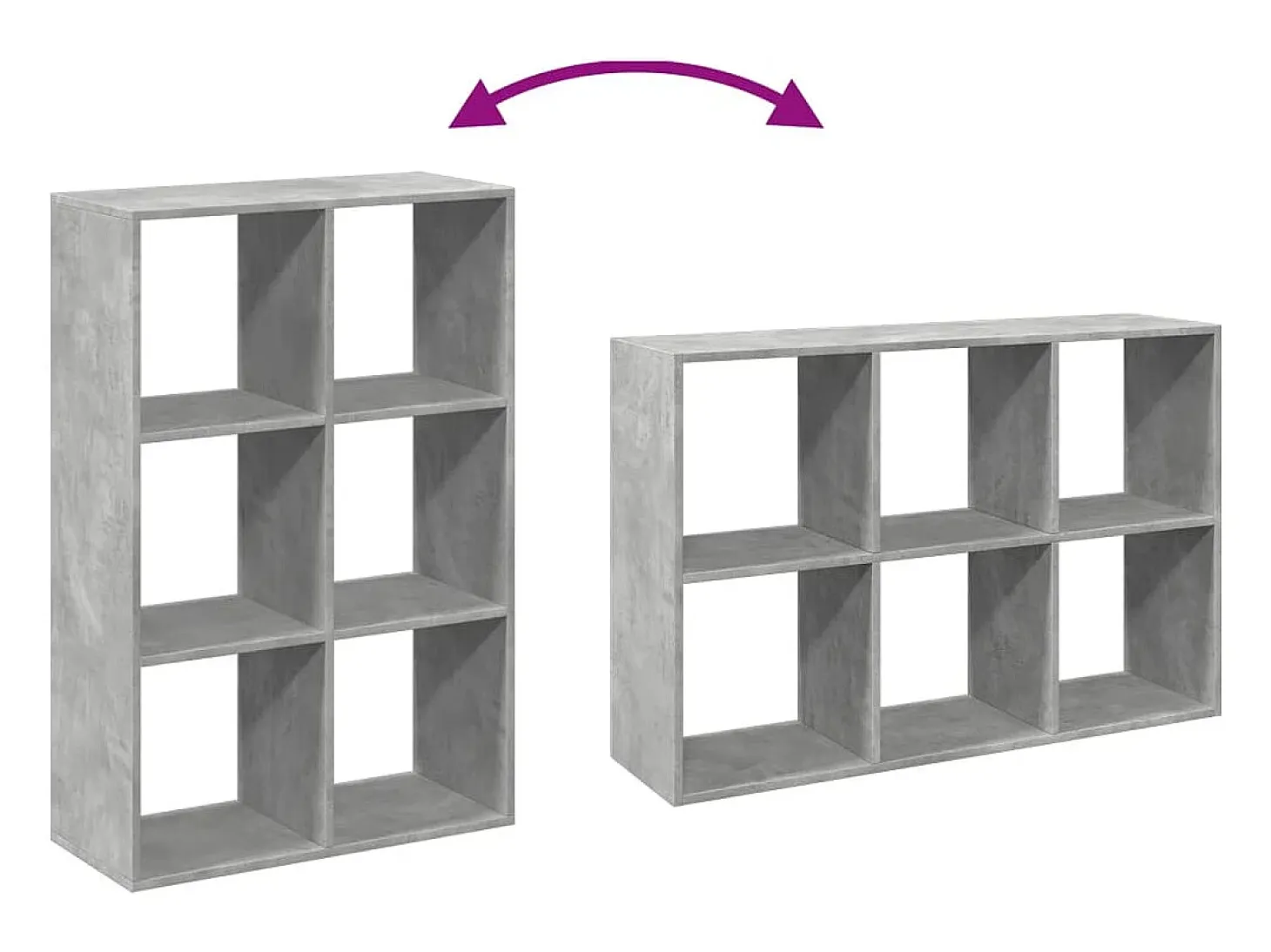 Librería divisora madera gris hormigón 69,5x29x103,5 cm